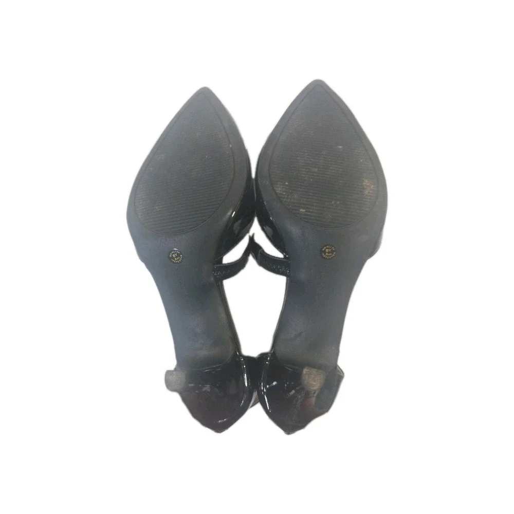Liz Claiborne Black Strappy Pointed Toe Ankle‎ Strap Back Zip Heels Size 6 1/2